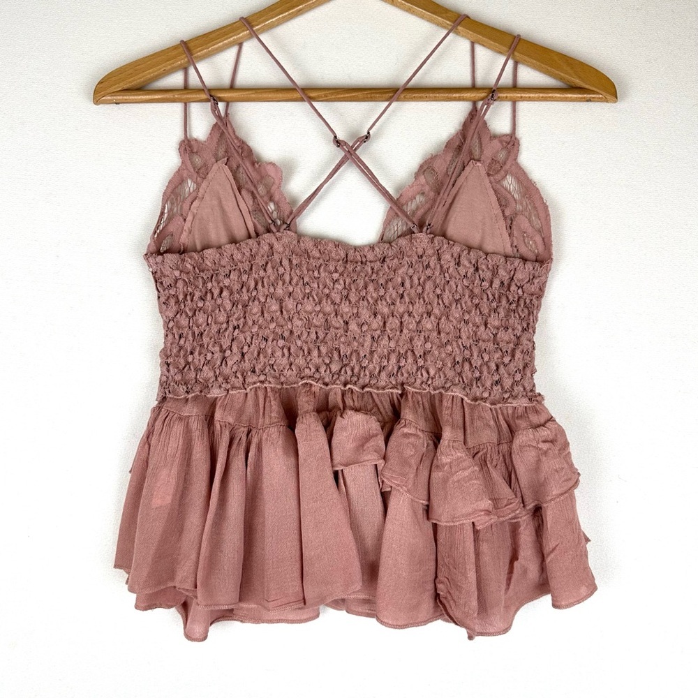 Free People Adela Crochet Lace Ruffle Tank Boho Fairy - Picture 3 of 7